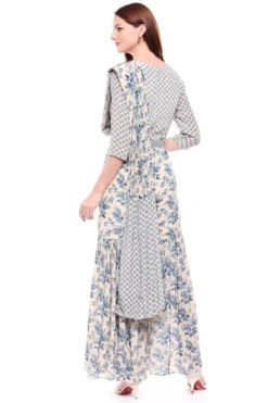 Soup By Sougat Paul Blue & Off White Printed Sharara Dress -AOZA Wear Style Shop SBSP072078 2