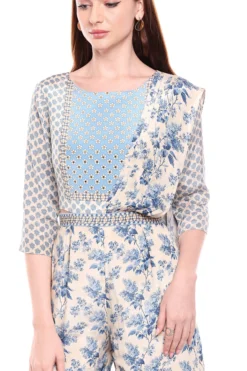 Soup By Sougat Paul Blue & Off White Printed Sharara Dress -AOZA Wear Style Shop SBSP072078 3