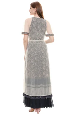Soup By Sougat Paul Persian Blue Printed Dress With Off White Cape -AOZA Wear Style Shop SBSP072085 2