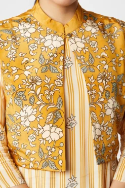 Soup By Sougat Paul Mustard Printed Dress With Jacket -AOZA Wear Style Shop SBSP0721108 3