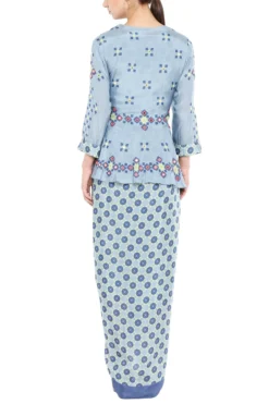 Soup By Sougat Paul Blue Draped Dress With Embellished Jacket -AOZA Wear Style Shop SBSP081902 2