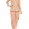 Soup By Sougat Paul Peach Draped Dress With Embellished Peplum Jacket