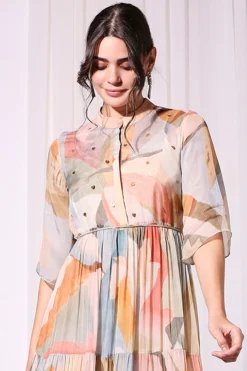 Soup By Sougat Paul Multi Colored Printed Tiered Dress -AOZA Wear Style Shop SBSP082102 3