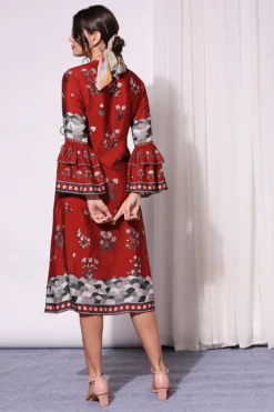 Soup By Sougat Paul Merlot Red Printed Overlapped Dress -AOZA Wear Style Shop SBSP082109 2