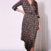 Soup By Sougat Paul Black Printed Draped Dress With Detachable Belt