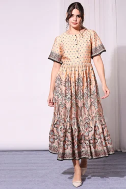 Soup By Sougat Paul Coral Printed Chanderi Dress