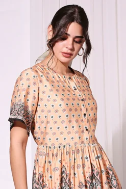 Soup By Sougat Paul Coral Printed Chanderi Dress -AOZA Wear Style Shop SBSP082127 3