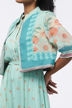 Soup By Sougat Paul Mint Blue Printed Dress -AOZA Wear Style Shop SBSP092236 4