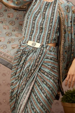 Soup By Sougat Paul Blue Embroidered Dress With Cape -AOZA Wear Style Shop SBSP092245 5