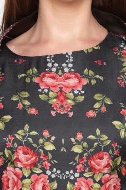 Soup By Sougat Paul Black Printed Draped Dress With Green Jacket -AOZA Wear Style Shop SBSP101969 3