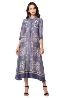 Soup By Sougat Paul Powder Blue Printed Silk Dress