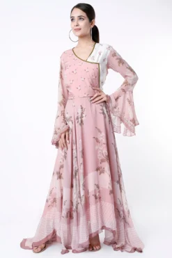 Soup By Sougat Paul Blush Pink Printed Asymmetrical Dress