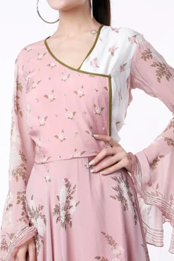 Soup By Sougat Paul Blush Pink Printed Asymmetrical Dress -AOZA Wear Style Shop SBSP112134 3