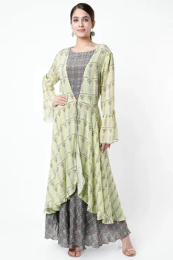 Soup By Sougat Paul Mirage Blue & Mint Printed Jacket Dress