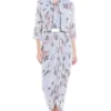 Soup By Sougat Paul Blue Floral Printed Draped Dress With Jacket
