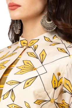 Soup By Sougat Paul Yellow Dress With White Printed Jacket -AOZA Wear Style Shop SBSP122013 3