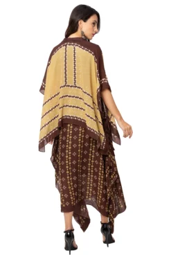 Soup By Sougat Paul Coffee Brown Dress With Mustard Kaftan Jacket -AOZA Wear Style Shop SBSP122030 2