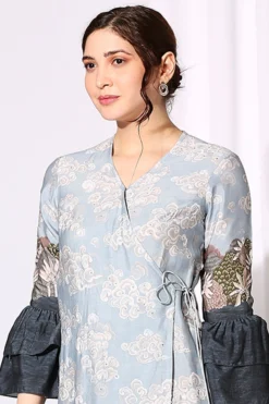 Soup By Sougat Paul Aqua Blue Printed Dress -AOZA Wear Style Shop SBSP122158 3