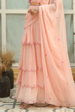 Shreya Agarwal Rose Water Pink Hand Embroidered Saree Dress -AOZA Wear Style Shop SRAC092216 3