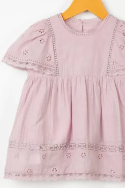 Swoon Baby Lavender Embroidered Shift Dress For Girls -AOZA Wear Style Shop SWOO072169 3