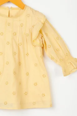 Swoon Baby Yellow Embroidered Shift Dress For Girls -AOZA Wear Style Shop SWOO072194 3