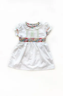 Taramira White Floral Printed Dress For Girls