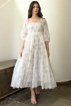 TARO Ivory Motifs Printed Tiered Dress