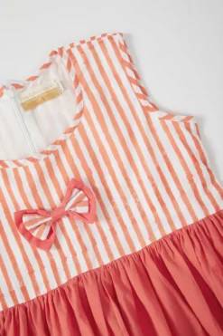 THE COTTON STAPLE Georgia Peach Hand Block Printed Dress For Girls -AOZA Wear Style Shop TCST012252 3