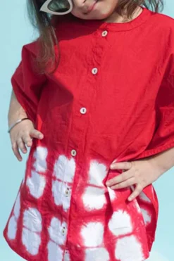 Tiber Taber Red & White Tie-Dye Kaftan Dress For Girls -AOZA Wear Style Shop TITA0322101 2