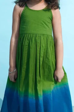 Tiber Taber Green & Blue Tie-Dye Ombre Maxi Dress For Girls -AOZA Wear Style Shop TITA032296 2