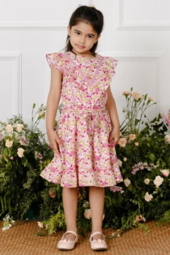 Tribe Kids Pink Floral Printed Dress For Girls