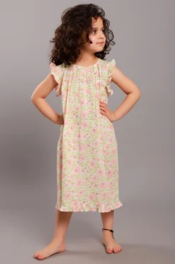 My Litte Lambs Pale Pink Block Printed Maxi Dress For Girls -AOZA Wear Style Shop UKKID0042265 4
