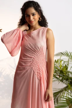Wendell Rodricks Cherry Blossom Pearl Asymmetrical Dress 5 Wendell Rodricks Cherry Blossom Pearl Asymmetrical Dress -AOZA Wear Style Shop WERD0822743 3