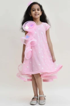 Fayon Kids Baby Pink Embroidered Dress For Girls