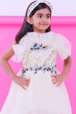 Rani Kidswear Cream Embroidered Dress For Girls -AOZA Wear Style Shop img 6847