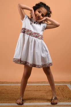 KALP White Floral Printed Dress For Girls
