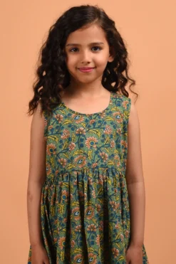 KALP Green Printed Jacket Dress For Girls -AOZA Wear Style Shop kalpk042219 3