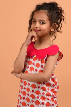 KALP Fuchsia Printed Dress For Girls -AOZA Wear Style Shop kalpk042220 3