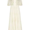 Priyanka Jain Off White Maxi Dress And Embroidered Short Cape Set