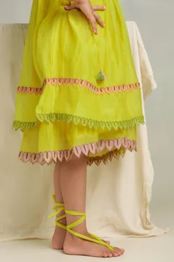 The Right Cut Kids Yellow Embroidered Dress For Girls -AOZA Wear Style Shop righ082206 3
