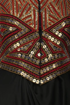 Roshni Chopra Black Pre Draped Saree Dress With Embroidered Jacket -AOZA Wear Style Shop rochc25011802 d