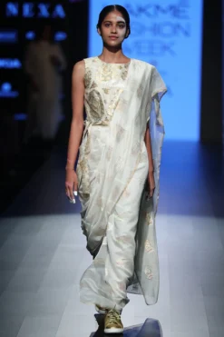 Rajesh Pratap Singh White Stitched Saree Dress