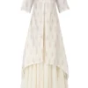 Samant Chauhan Off White Block Print Asymmetric Kurta With Maxi Dress