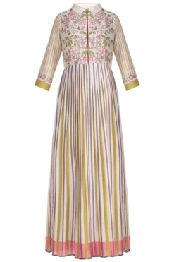 Soup By Sougat Paul Ivory Embroidered Printed Midi Dress