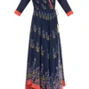 Soup By Sougat Paul Indigo Blue Printed Embroidered Wrap Dress