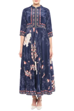Soup By Sougat Paul Navy Blue Printed Maxi Dress