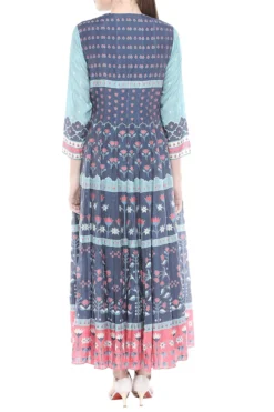 Soup By Sougat Paul Blue & Pink Printed Maxi Dress