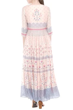 Soup By Sougat Paul Baby Pink Printed Maxi Dress
