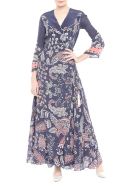 Soup By Sougat Paul Blue Tasseled Wrap Dress