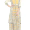 Soup By Sougat Paul Yellow & Beige Printed Maxi Dress With Jacket